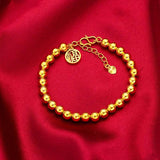 BR160 Beads Chain Bracelet 24KT Round Fine Jewelry Woman Gift