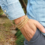 Brazil Natural Rutilated Quartz Round Beads Bracelet Men Women Crystal Gem Reiki