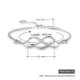 925 Silver Infinity Bracelet CZ 8 Shape Chain Jewelry Gift