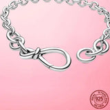 925 Silver Chunky Infinity Knot Chain Bracelet Infinite Love Bracelet