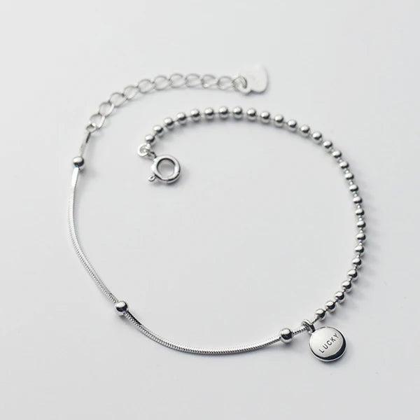 925 Sterling Silver Irregular Lucky Charms Chain Bracelet Beads