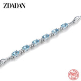 925 Silver Aquamarine Bracelet Chain Women Wedding Jewelry