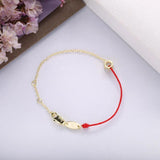 925 Silver Red Rope Bracelet Crystal Clear CZ Chain Women Gift