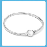 925 Silver Heart Clasp Chain Bracelet