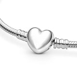 925 Silver Heart Clasp Chain Bracelet