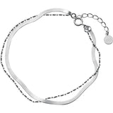 925 Silver Snake Chain Bracelet Double Layers Bead Chain