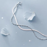 925 Silver Snake Chain Bracelet Double Layers Bead Chain