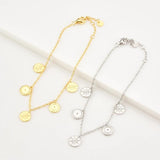 925 Sterling Silver Charm Coins Chain Bracelet Women Jewelry
