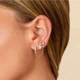 925 Silver Evil Eye Snake Hamsa Stud Earring CZ Zircon