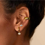 925 Silver Evil Eye Snake Hamsa Stud Earring CZ Zircon