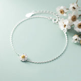 Real 925 Sterling Silver Darling Daisy Chain Bracelet Women Jewelry
