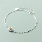 Real 925 Sterling Silver Darling Daisy Chain Bracelet Women Jewelry