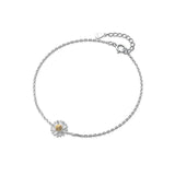 Real 925 Sterling Silver Darling Daisy Chain Bracelet Women Jewelry