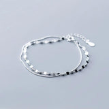 925 Sterling Silver Women's Double Layer Smooth Bracelet Gift