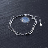 925 Sterling Silver Women's Double Layer Smooth Bracelet Gift