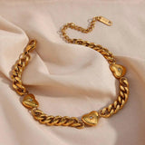 Love Bracelet Cuban Chain Heart Charm Stainless Steel Jewelry