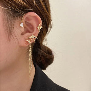 Flying Bird Tassel Ear Clips for Women's Prom Party