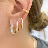 925 Silver Turquoise Cross Enamel Hoop Earrings