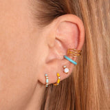 Colorful Hoop Earrings Enamel Dripping Oil Zircon Crystals Huggie Earring