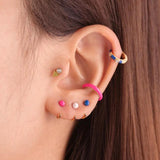 Colorful Hoop Earrings Enamel Dripping Oil Zircon Crystals Huggie Earring