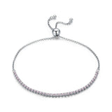 925 Silver Sparkling Strand Bracelet Women Tennis Jewelry SCB029