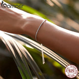 925 Silver Sparkling Strand Bracelet Women Tennis Jewelry SCB029