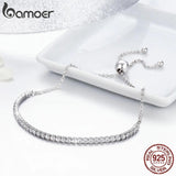 925 Silver Sparkling Strand Bracelet Women Tennis Jewelry SCB029