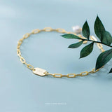 925 Silver Bracelet Women Geometric Oval Pearl Bracelet Korea Style Fine Jewelry