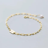 925 Silver Bracelet Women Geometric Oval Pearl Bracelet Korea Style Fine Jewelry