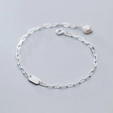 925 Silver Bracelet Women Geometric Oval Pearl Bracelet Korea Style Fine Jewelry