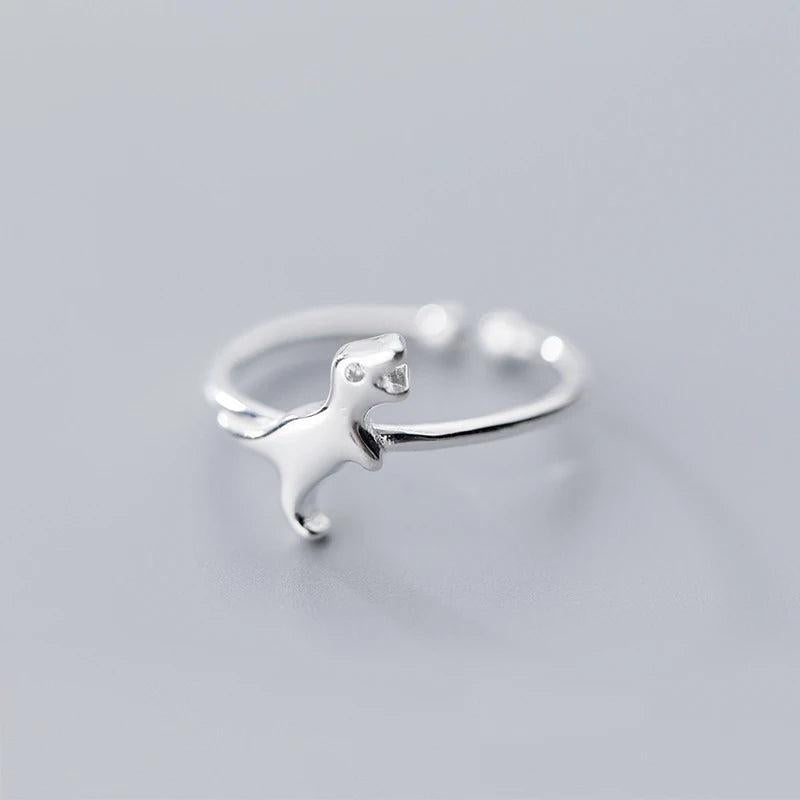 925 Sterling Silver Dinosaur Charm Ring Opening Gift