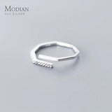 925 Silver Zircon Geometric Open Adjustable Ring Women Fine Jewelry