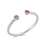 925 Silver Zircon Rainbow Punk Resizable Rings Women Jewelry