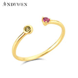 925 Silver Zircon Rainbow Punk Resizable Rings Women Jewelry