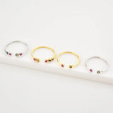 925 Silver Zircon Rainbow Punk Resizable Rings Women Jewelry