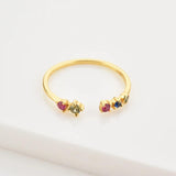925 Silver Zircon Rainbow Punk Resizable Rings Women Jewelry