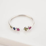 925 Silver Zircon Rainbow Punk Resizable Rings Women Jewelry