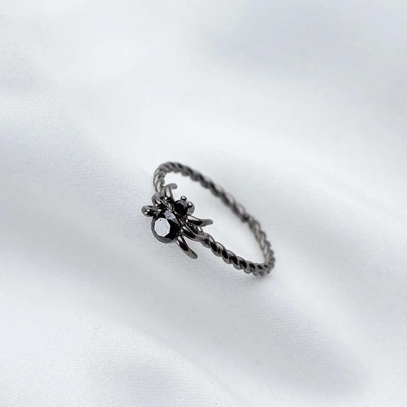 MloveAcc 925 Silver Spider Ring Women Opening Adjustable Halloween Gift