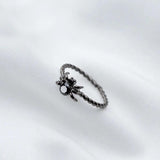 MloveAcc 925 Silver Spider Ring Women Opening Adjustable Halloween Gift