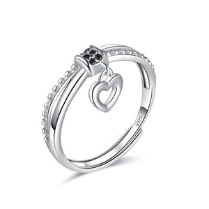 TrustDavis Genuine 925 Silver Ring CZ Heart Cross Wedding Band Jewelry