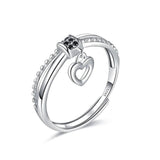 TrustDavis Genuine 925 Silver Ring CZ Heart Cross Wedding Band Jewelry