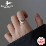 TrustDavis Genuine 925 Silver Ring CZ Heart Cross Wedding Band Jewelry