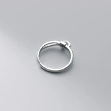 TrustDavis Genuine 925 Silver Ring CZ Heart Cross Wedding Band Jewelry