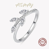 925 Silver Foliage Charm Ring CZ Jewelry Women