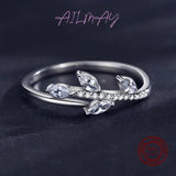 925 Silver Foliage Charm Ring CZ Jewelry Women