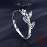 925 Silver Foliage Charm Ring CZ Jewelry Women