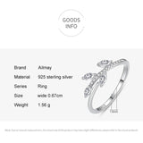 925 Silver Foliage Charm Ring CZ Jewelry Women