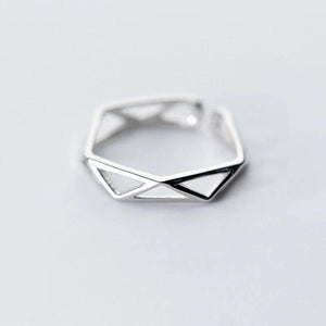 925 Silver Triangle Adjustable Ring Minimalist Jewelry