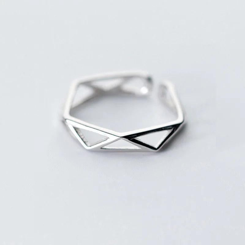 925 Silver Triangle Adjustable Ring Minimalist Jewelry