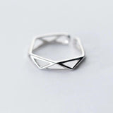 925 Silver Triangle Adjustable Ring Minimalist Jewelry
